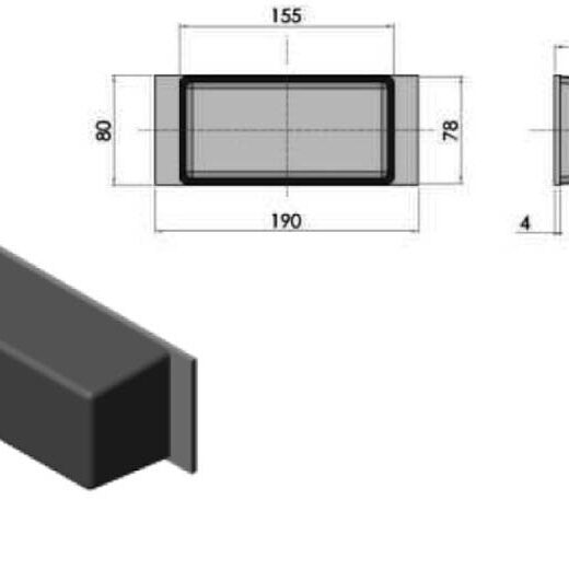 Gummibuffert L=150 B=80 H=65 svetsbar